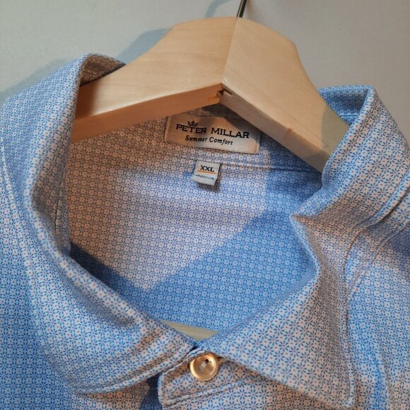Peter Millar Polo Mens XXL White Blue Floral Summer Comfort Performance Golf - Picture 7 of 12